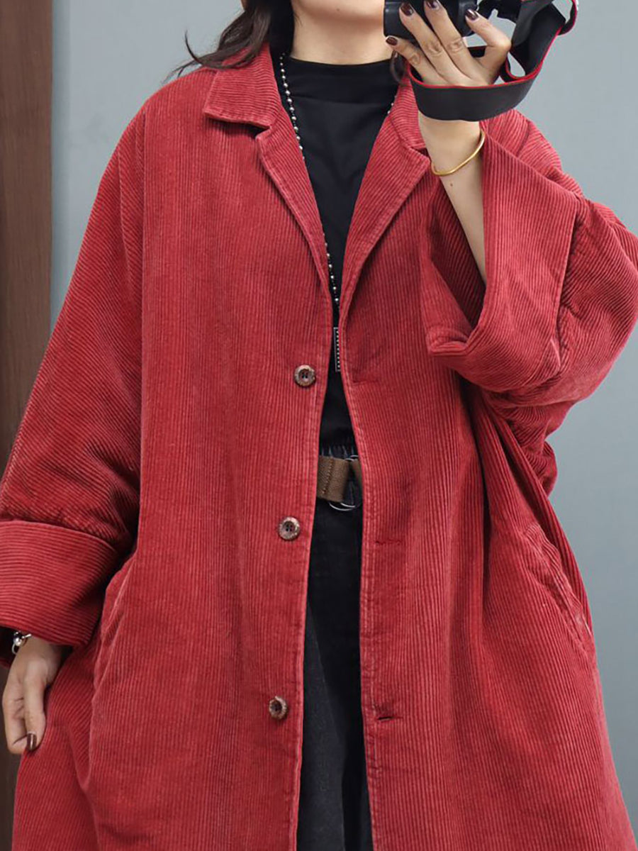 Winter Women Batwing Sleeve Baggy Mid Length Padded Coat