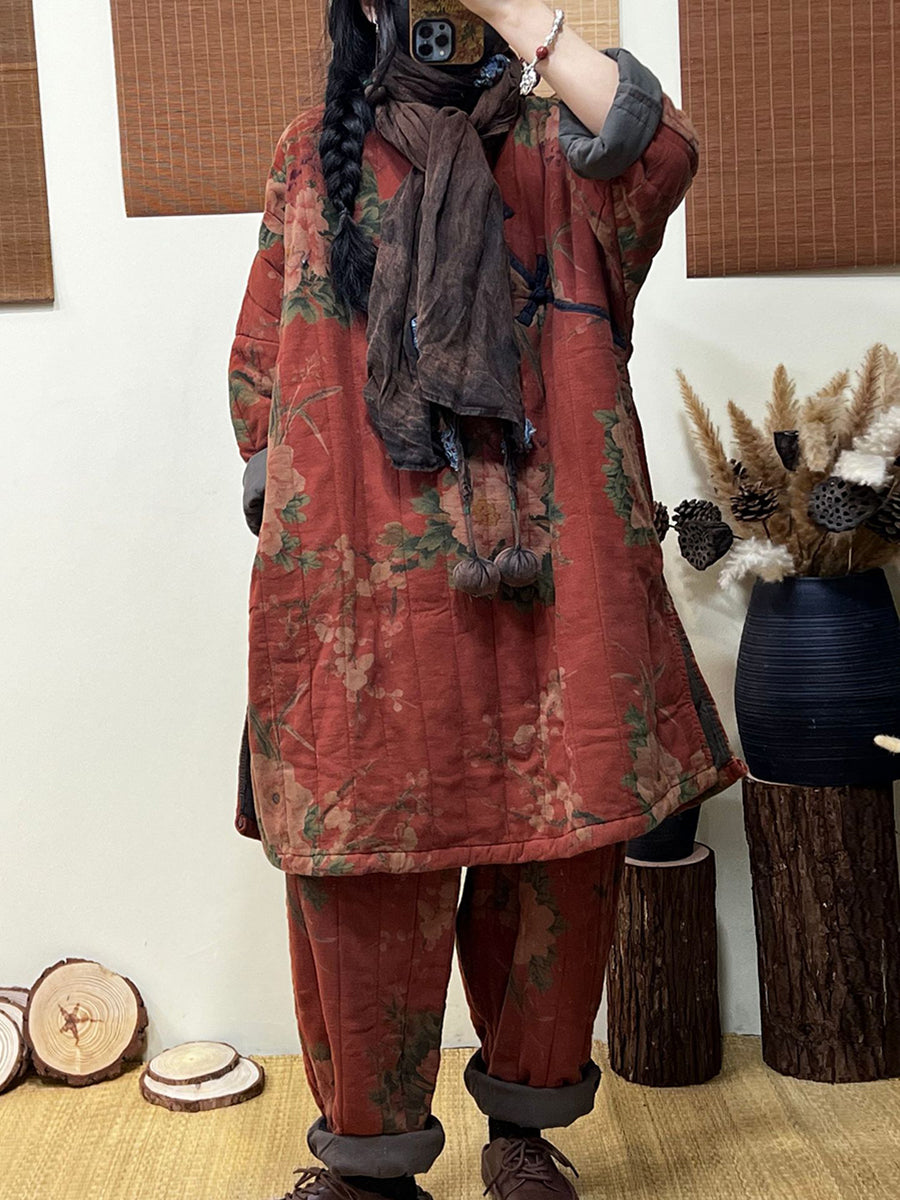 Pantaloni harem casual floreali vintage autunnali