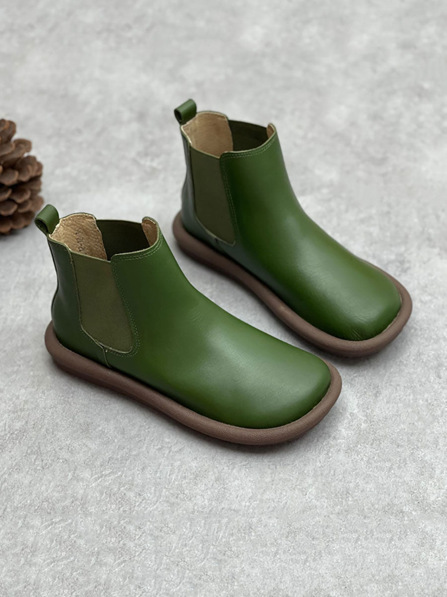 Stivali Martin casual piatti in vera pelle autunnali da donna