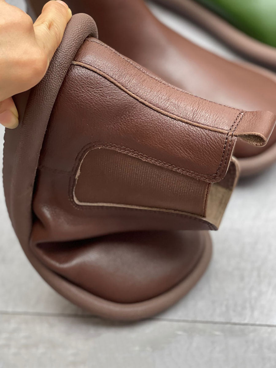 Stivali Martin casual piatti in vera pelle autunnali da donna
