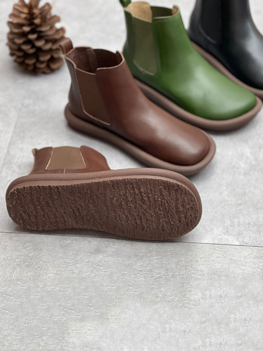 Stivali Martin casual piatti in vera pelle autunnali da donna