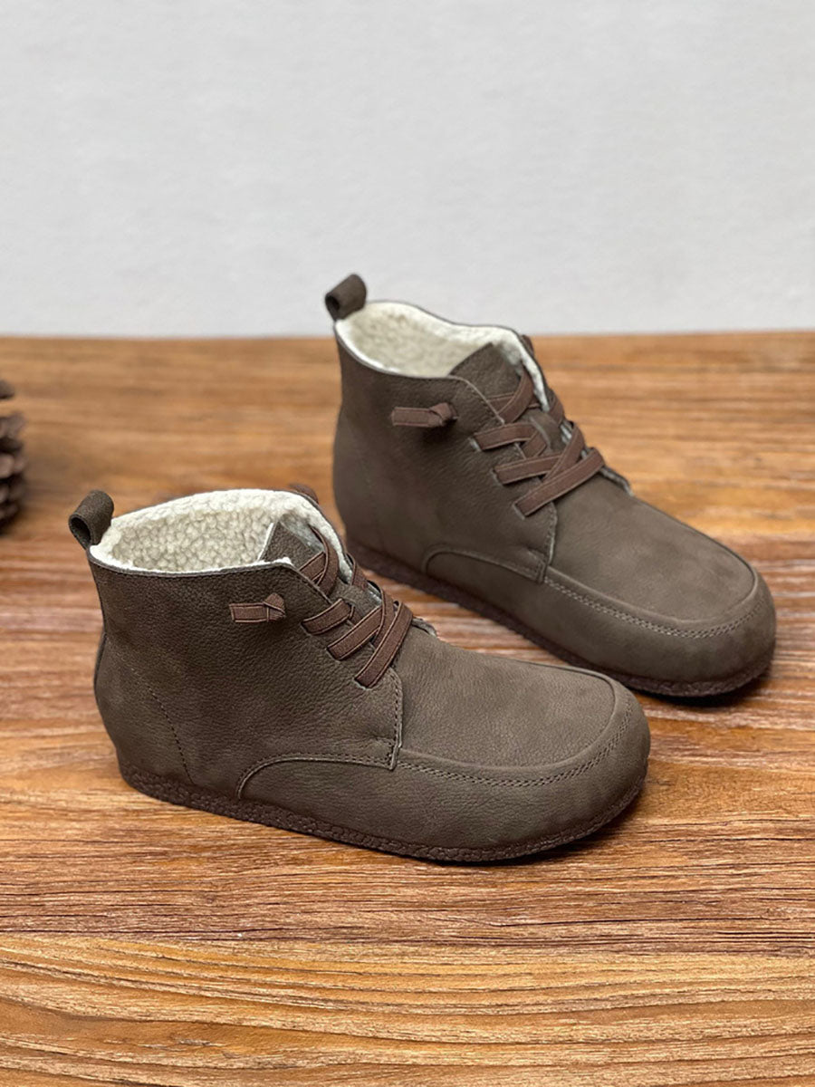Stivaletti alla caviglia in morbida pelle con coulisse vintage da donna