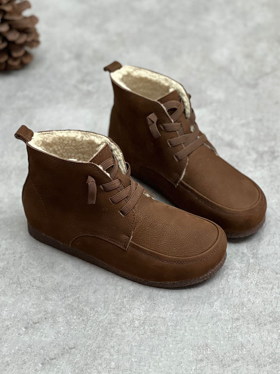 Stivaletti alla caviglia in morbida pelle con coulisse vintage da donna
