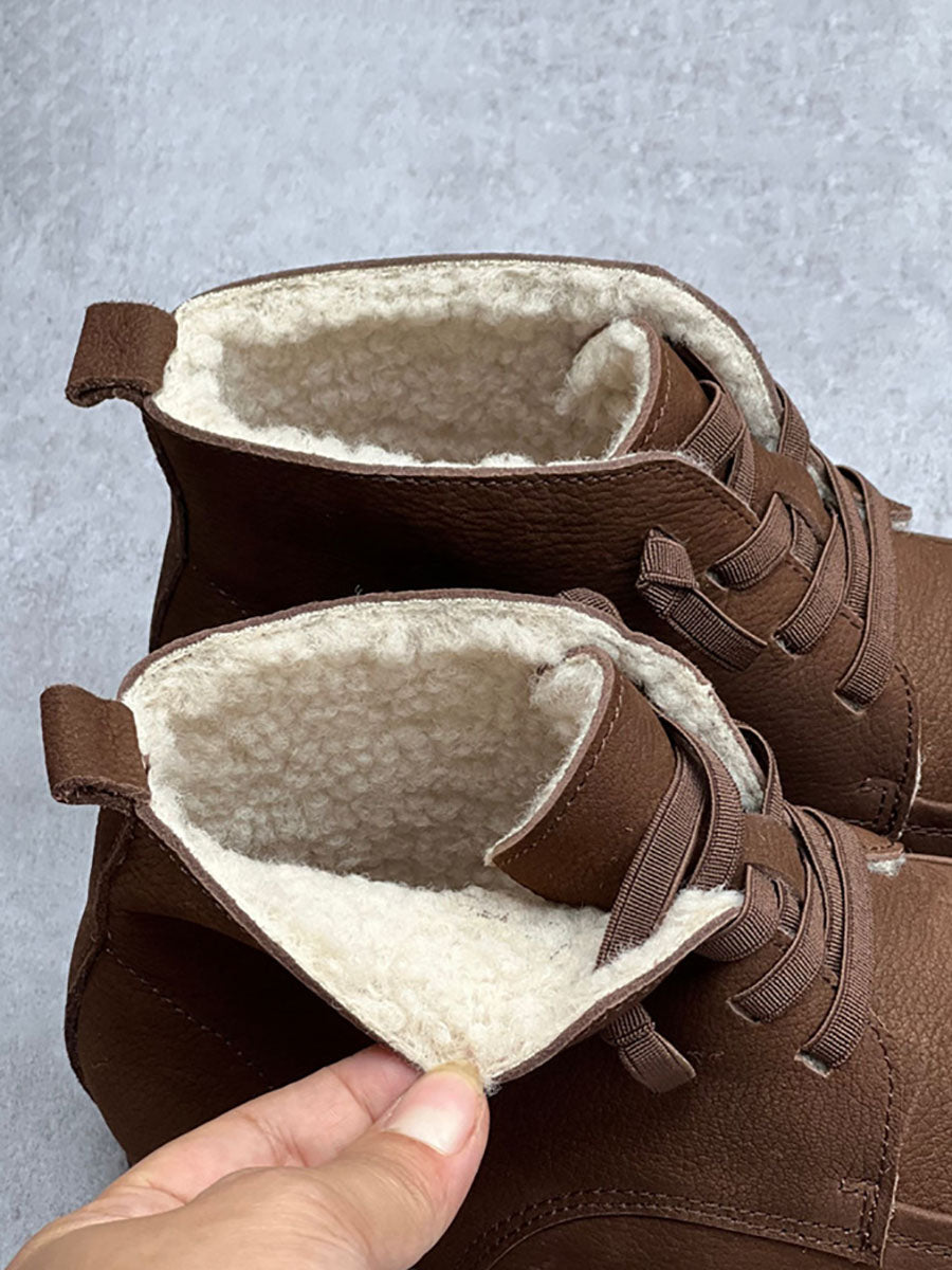 Stivaletti alla caviglia in morbida pelle con coulisse vintage da donna