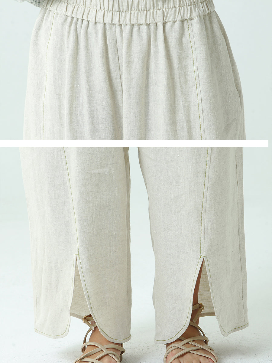 Pantalon large en lin pour femme