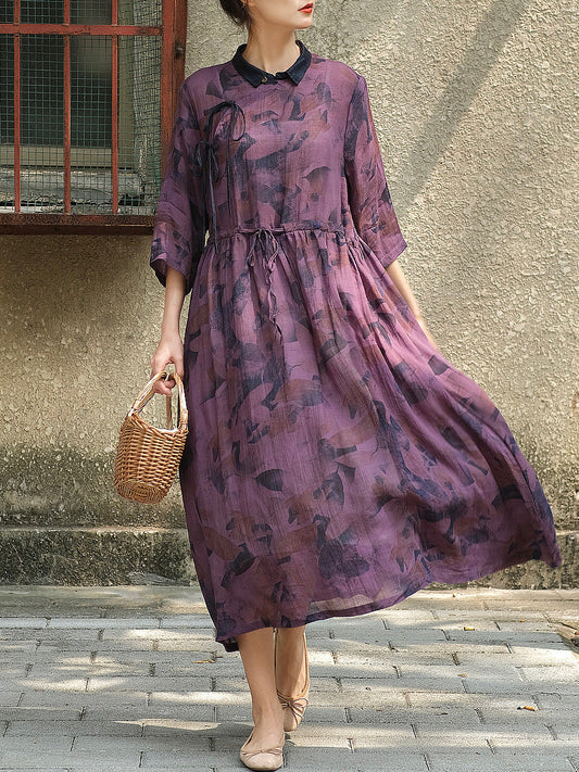Abito largo con coulisse in stile cinese da donna