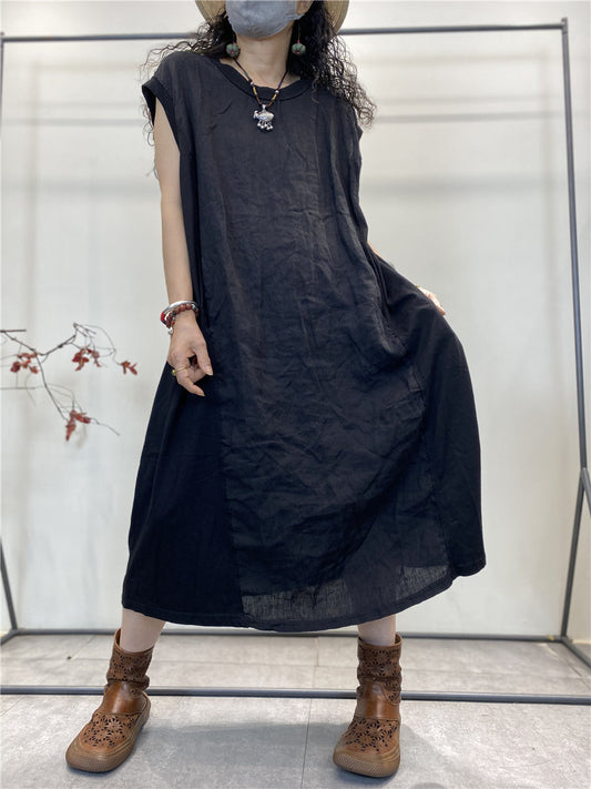 Abito estivo da donna in cotone con gilet largo e giuntato vintage