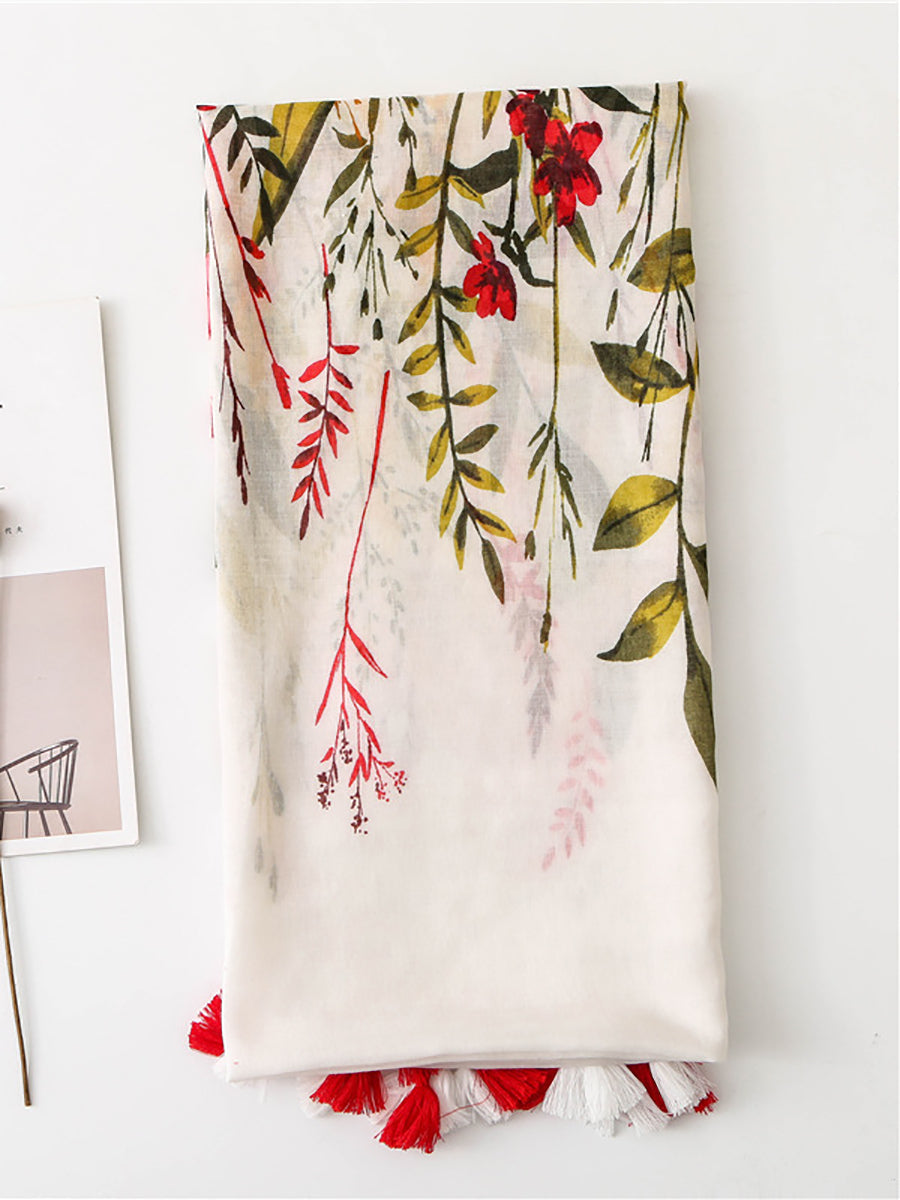 Sciarpa con nappe e stampa floreale da donna Seaside