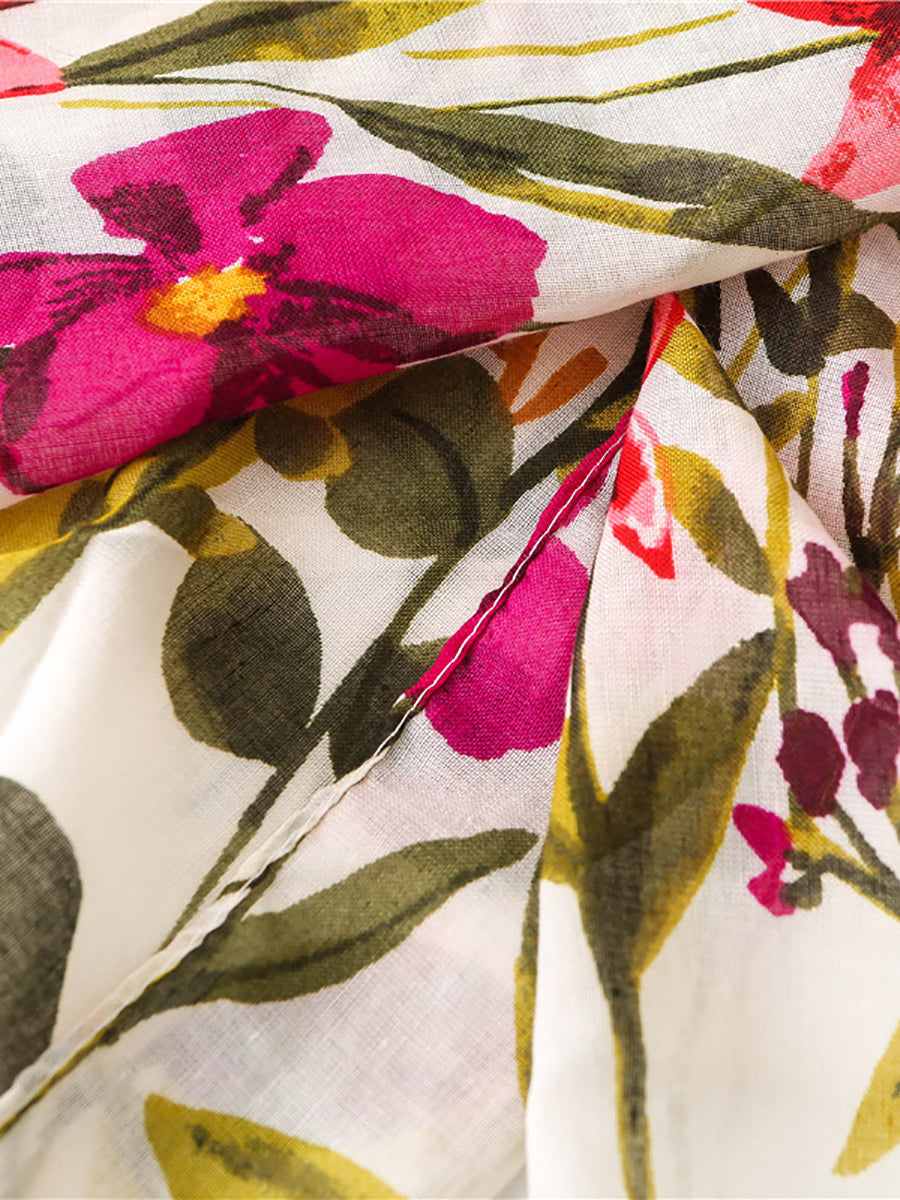 Sciarpa con nappe e stampa floreale da donna Seaside