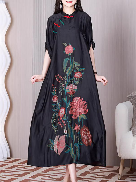 Abito largo a forma di fiore etnico da donna