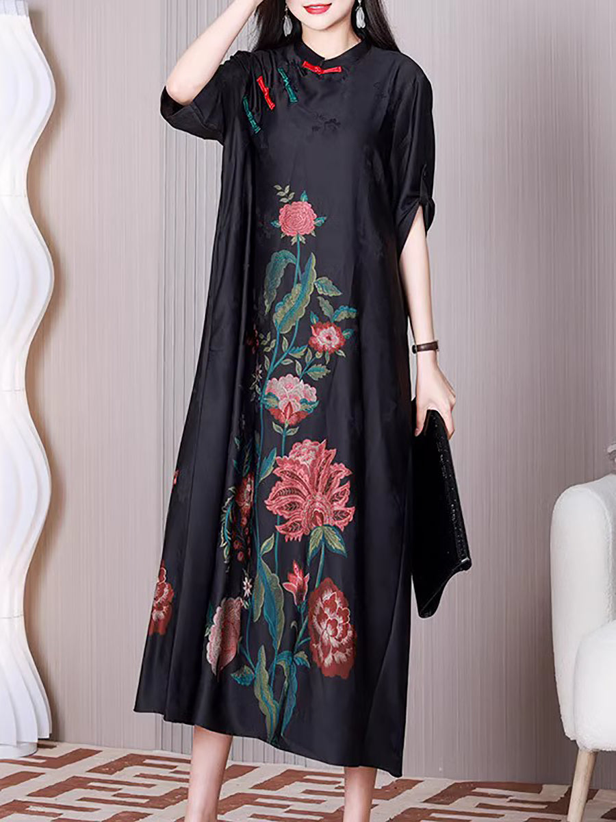 Abito largo a forma di fiore etnico da donna