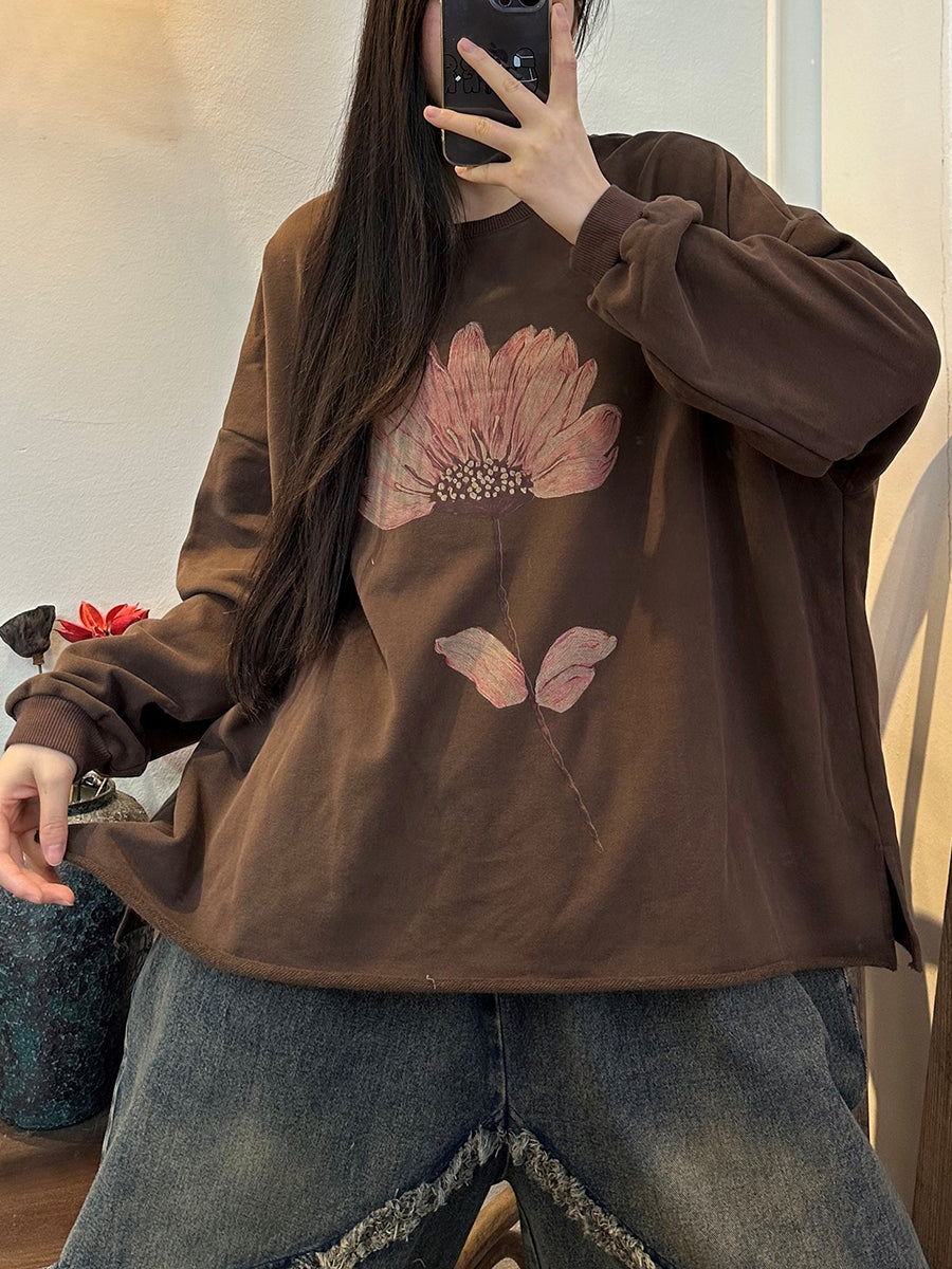 Chemise à ourlet imprimé floral pour femme