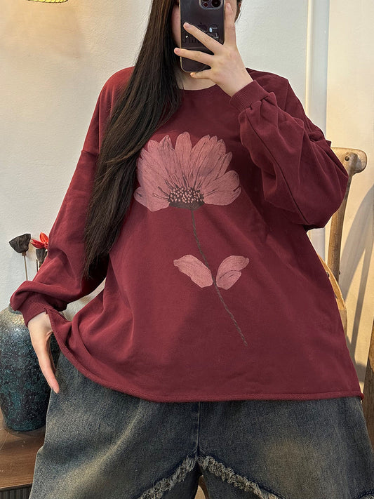 Camicia con orlo a stampa floreale autunnale da donna