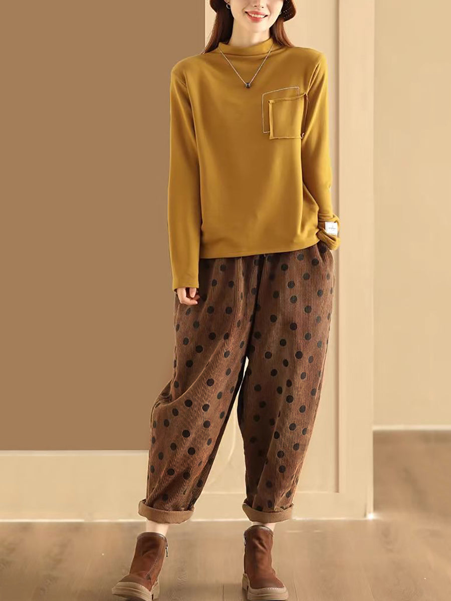 Pantalon sarouel en croduroy à pois Vitnage pour femme