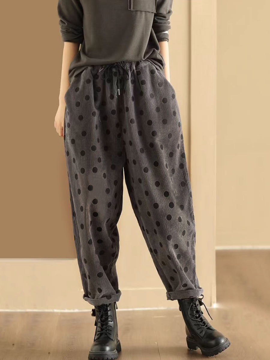 Pantalon sarouel en croduroy à pois Vitnage pour femme