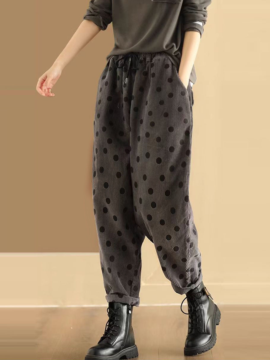 Pantalon sarouel en croduroy à pois Vitnage pour femme