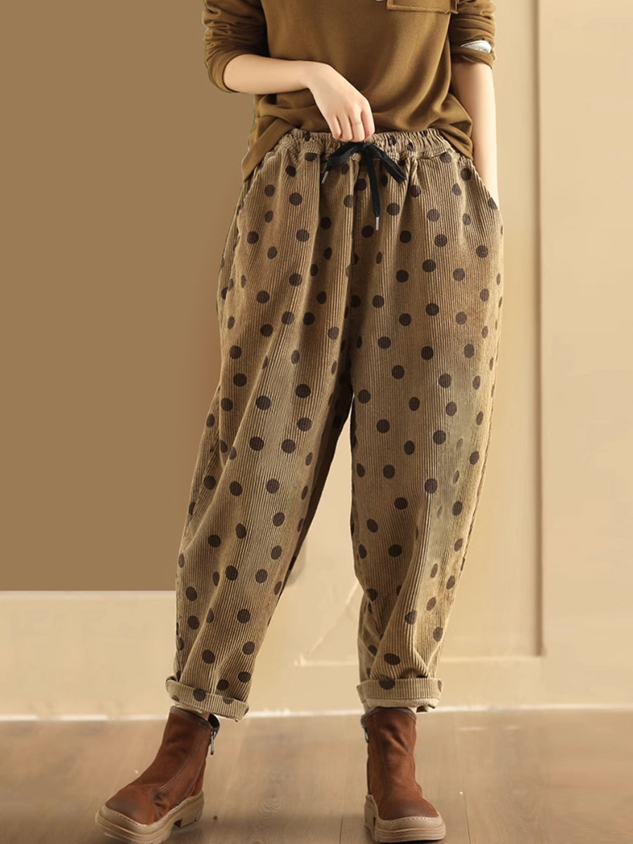 Pantalon sarouel en croduroy à pois Vitnage pour femme