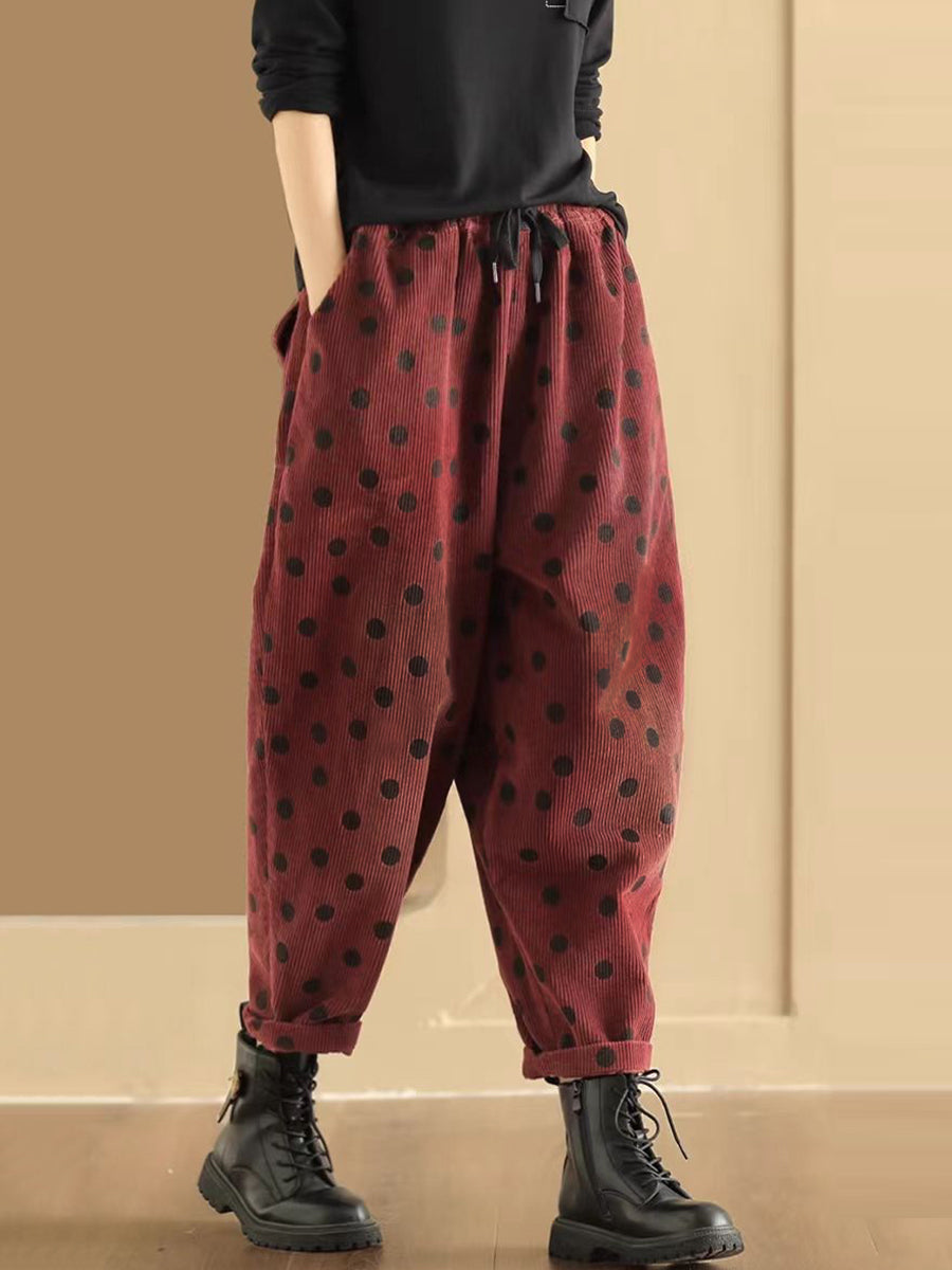 Pantalon sarouel en croduroy à pois Vitnage pour femme