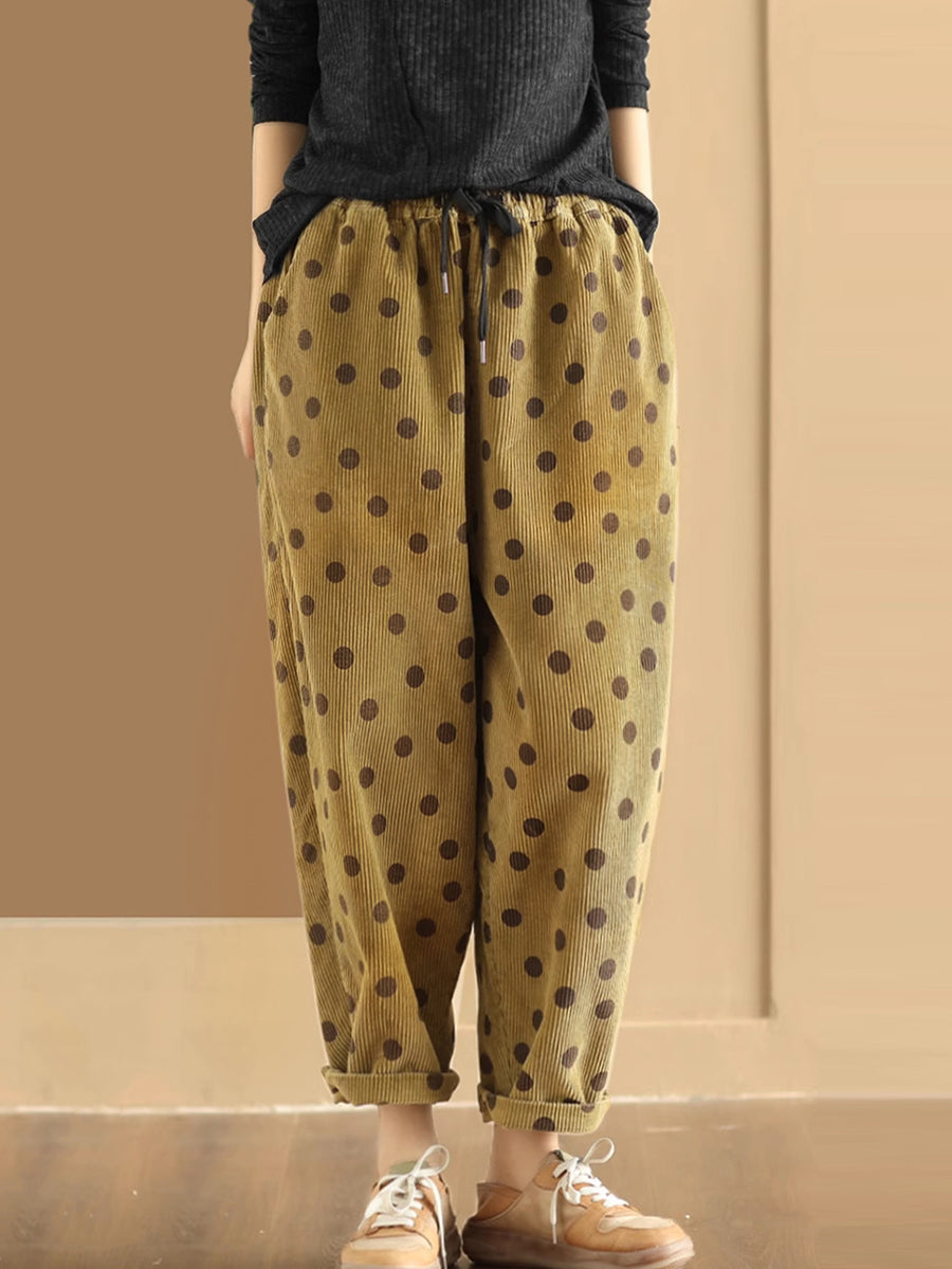Pantalon sarouel en croduroy à pois Vitnage pour femme