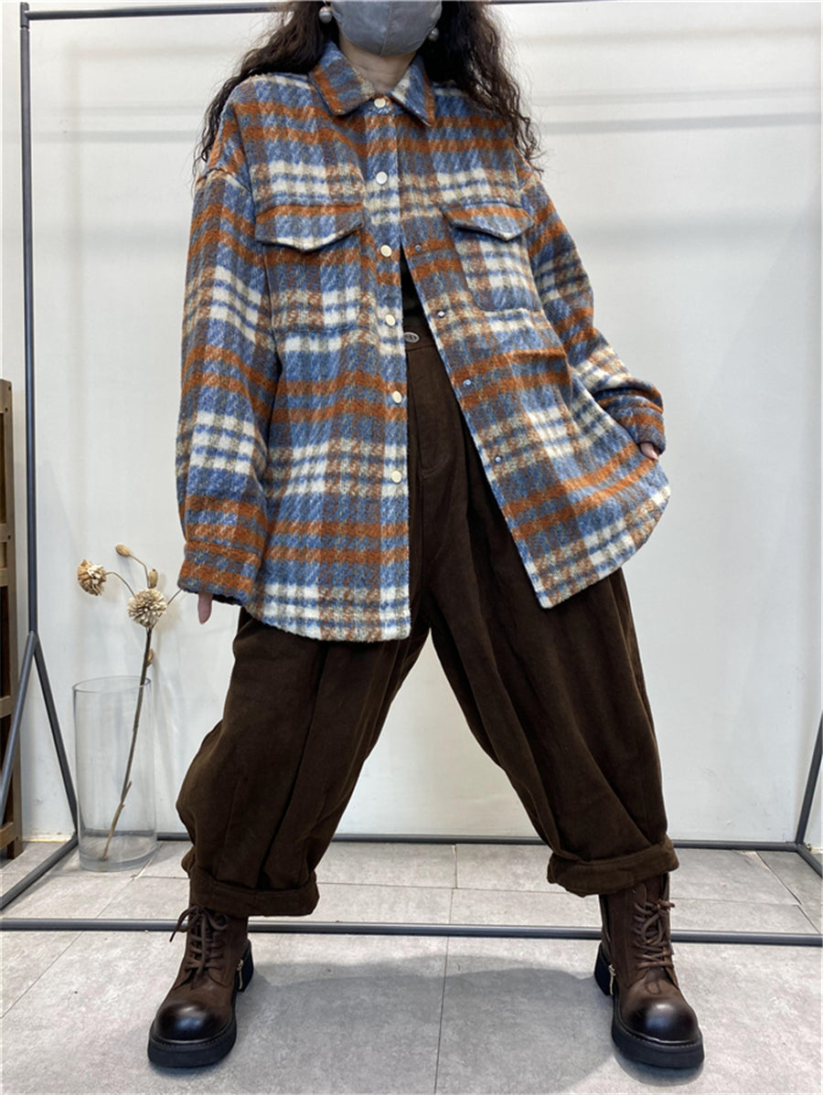 Giacca invernale da donna vintage a quadri