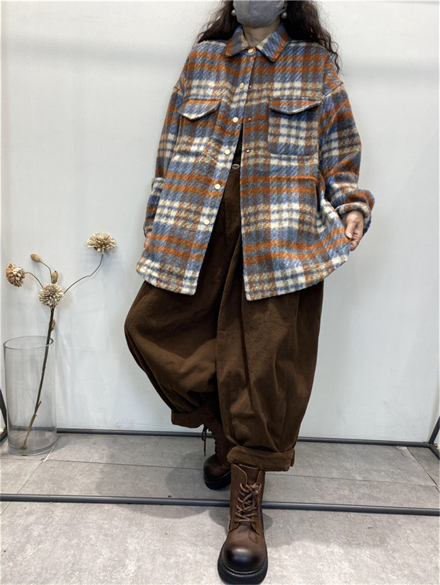 Giacca invernale da donna vintage a quadri