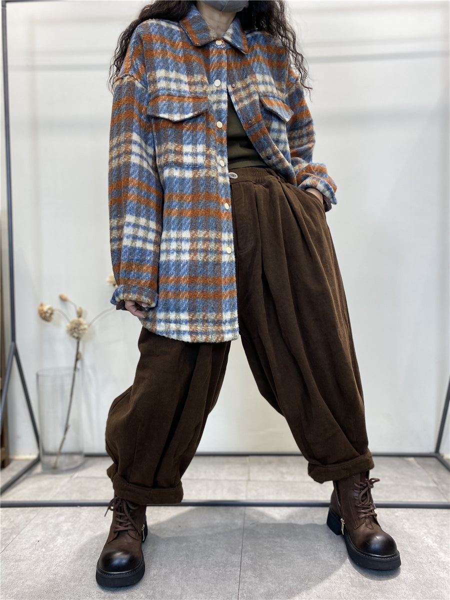 Giacca invernale da donna vintage a quadri