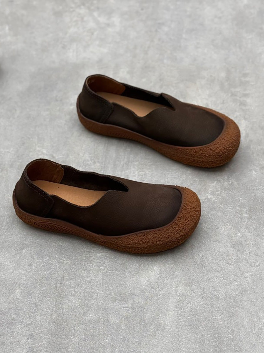 Scarpe basse in pelle scamosciata vintage primaverili da donna