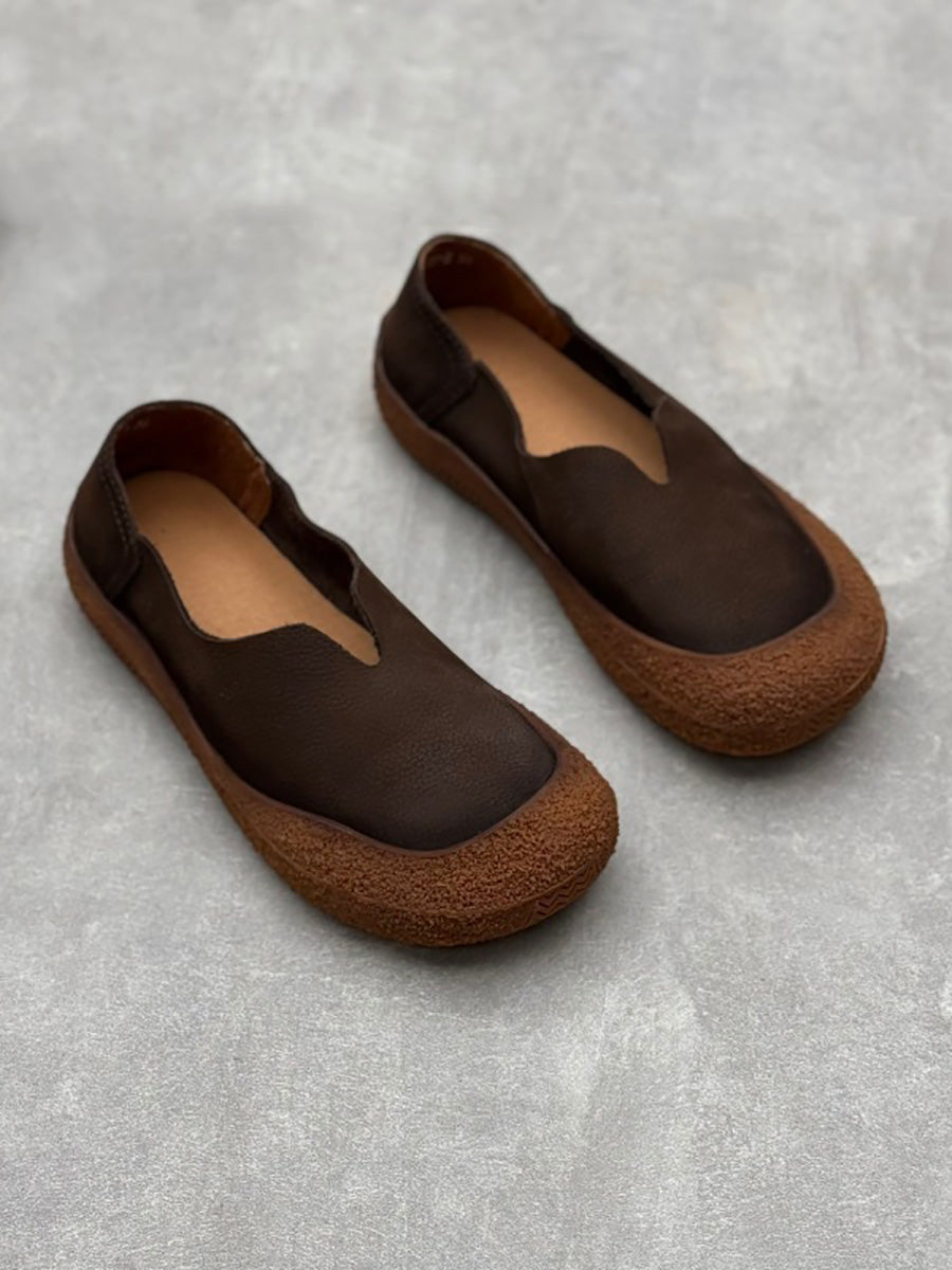 Scarpe basse in pelle scamosciata vintage primaverili da donna
