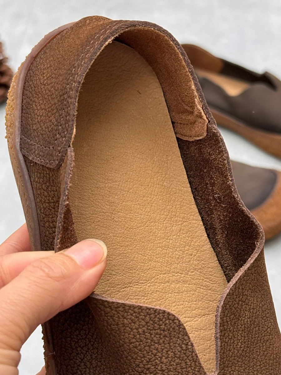 Scarpe basse in pelle scamosciata vintage primaverili da donna
