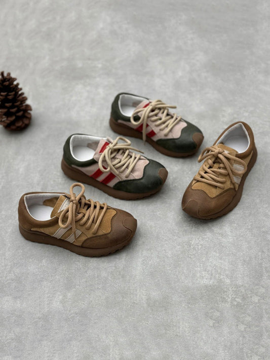 Scarpe sportive vintage in pelle color block da donna