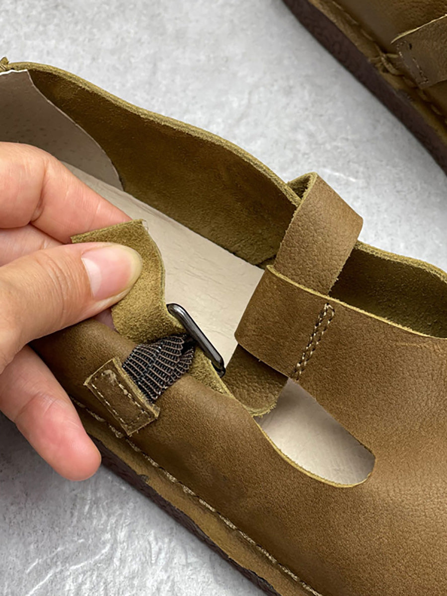 Scarpe piatte morbide in pelle estiva da donna