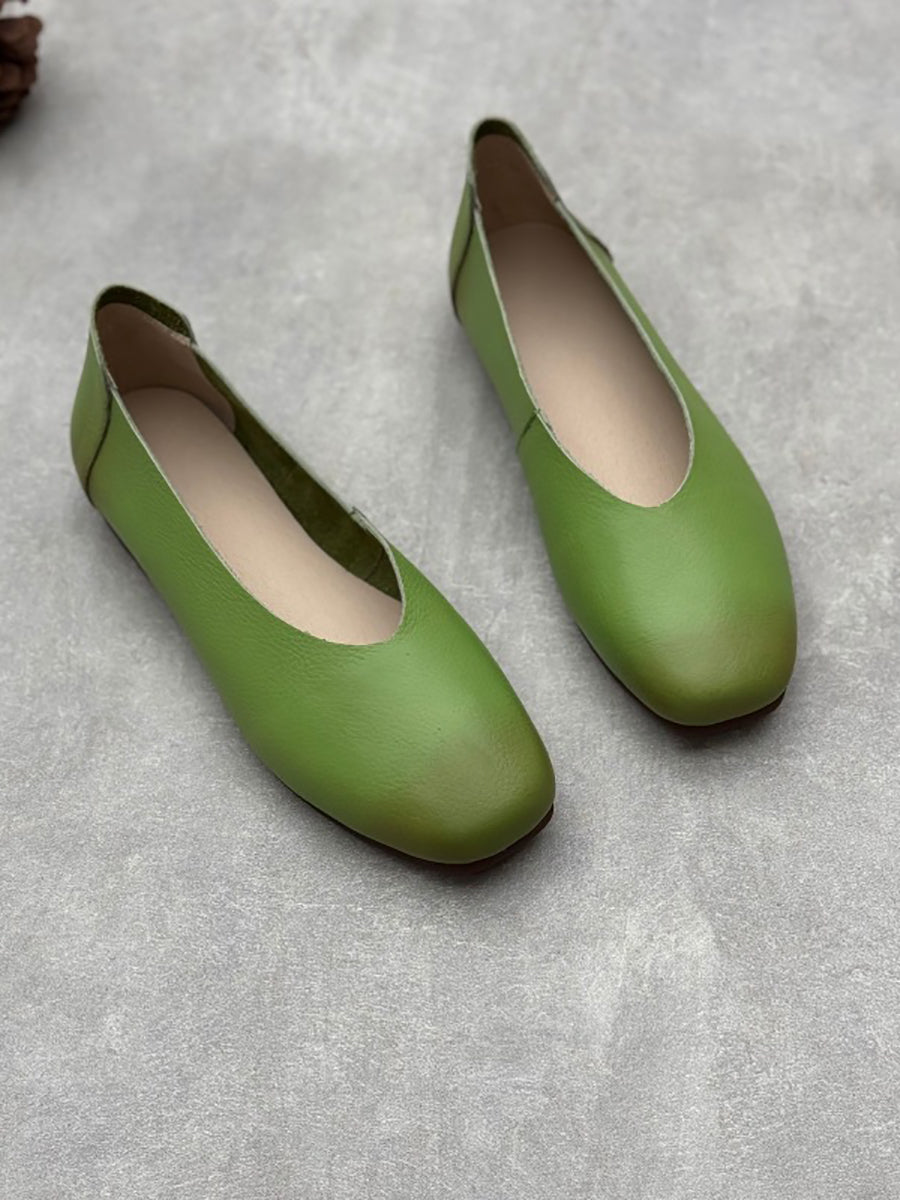 Scarpe basse estive in pelle tinta unita casual da donna