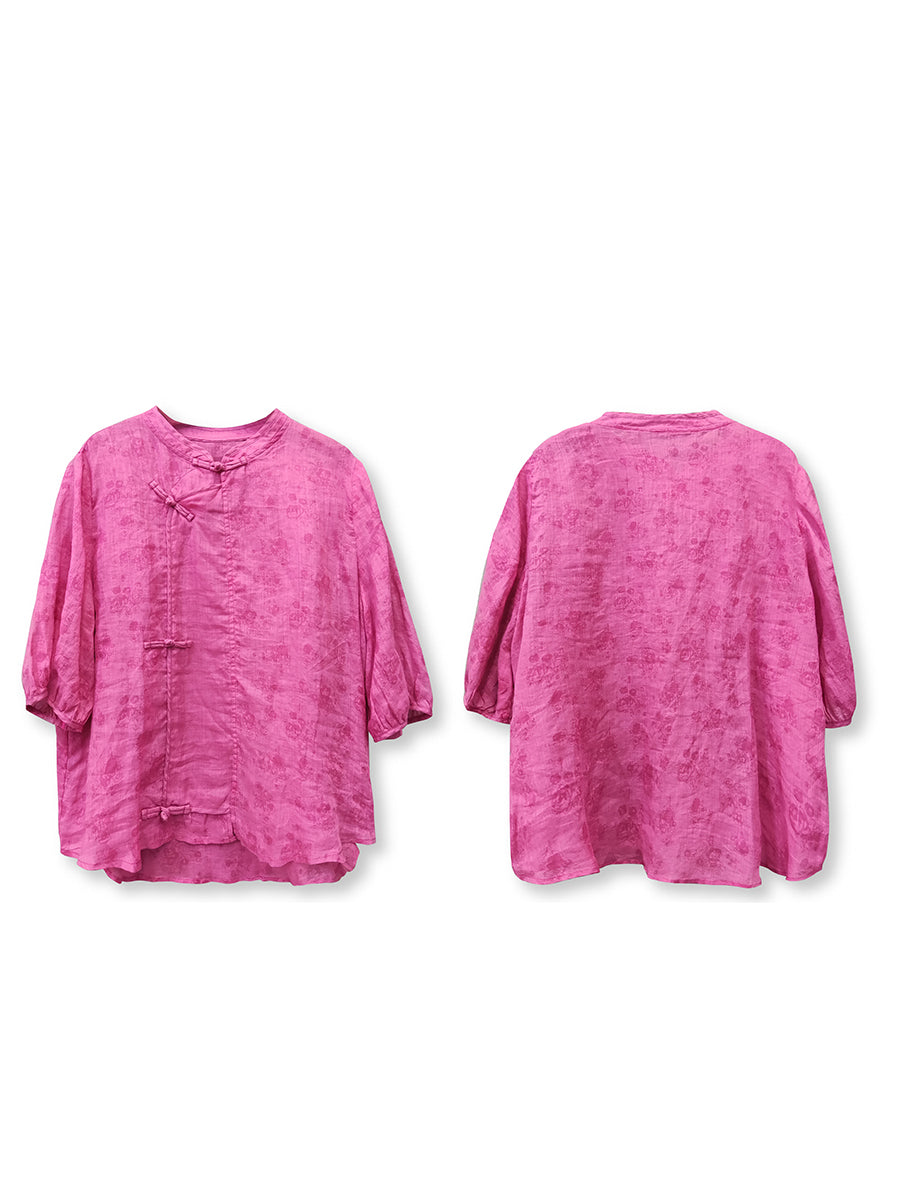 Camicia etnica estiva da donna in 100% ramiè