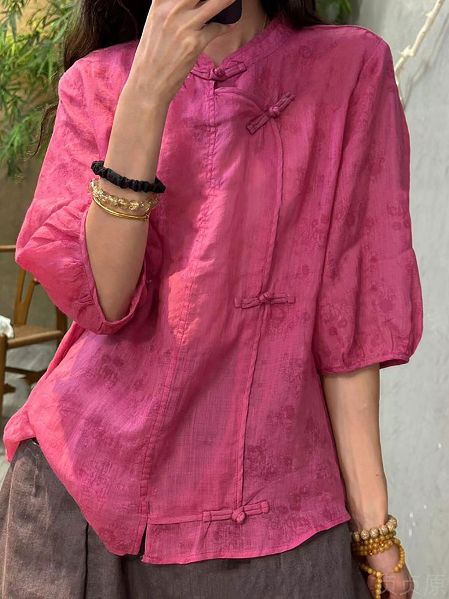 Camicia etnica estiva da donna in 100% ramiè