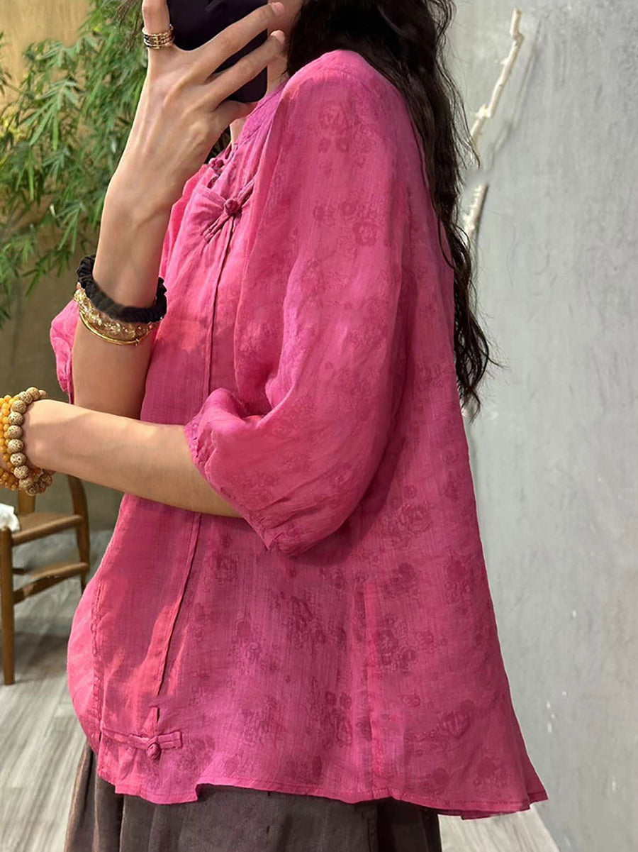 Camicia etnica estiva da donna in 100% ramiè
