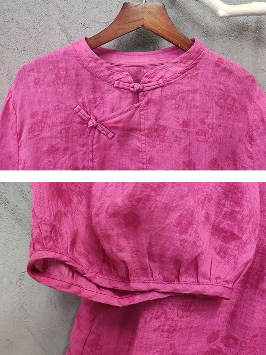 Camicia etnica estiva da donna in 100% ramiè