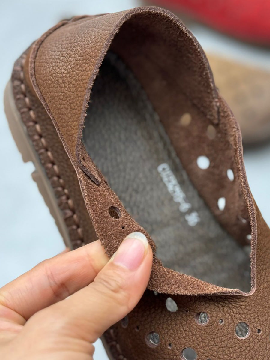 Scarpe piatte estive in pelle vintage da donna