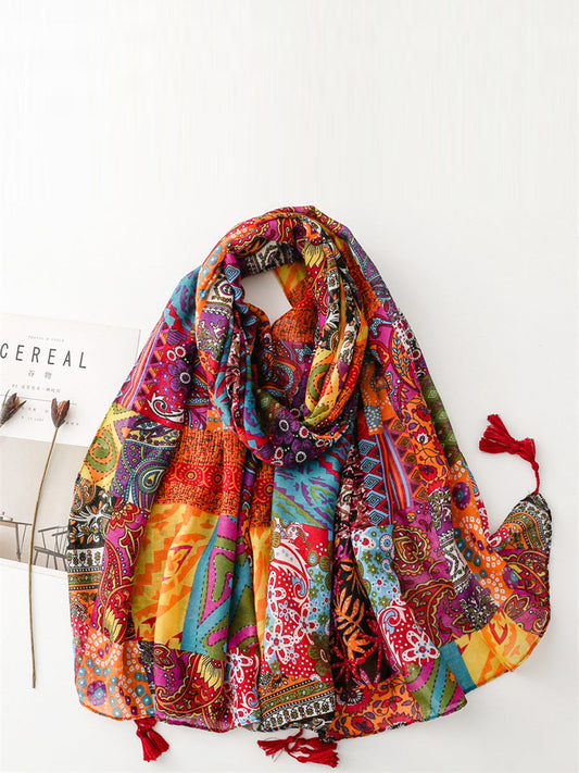 Sciarpa scialle con nappe unite vintage estiva da donna