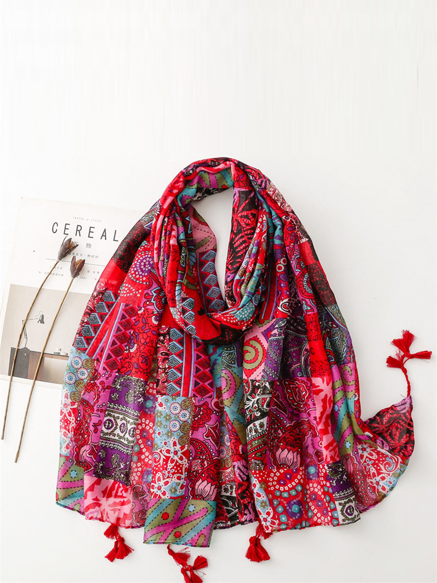 Sciarpa scialle con nappe unite vintage estiva da donna
