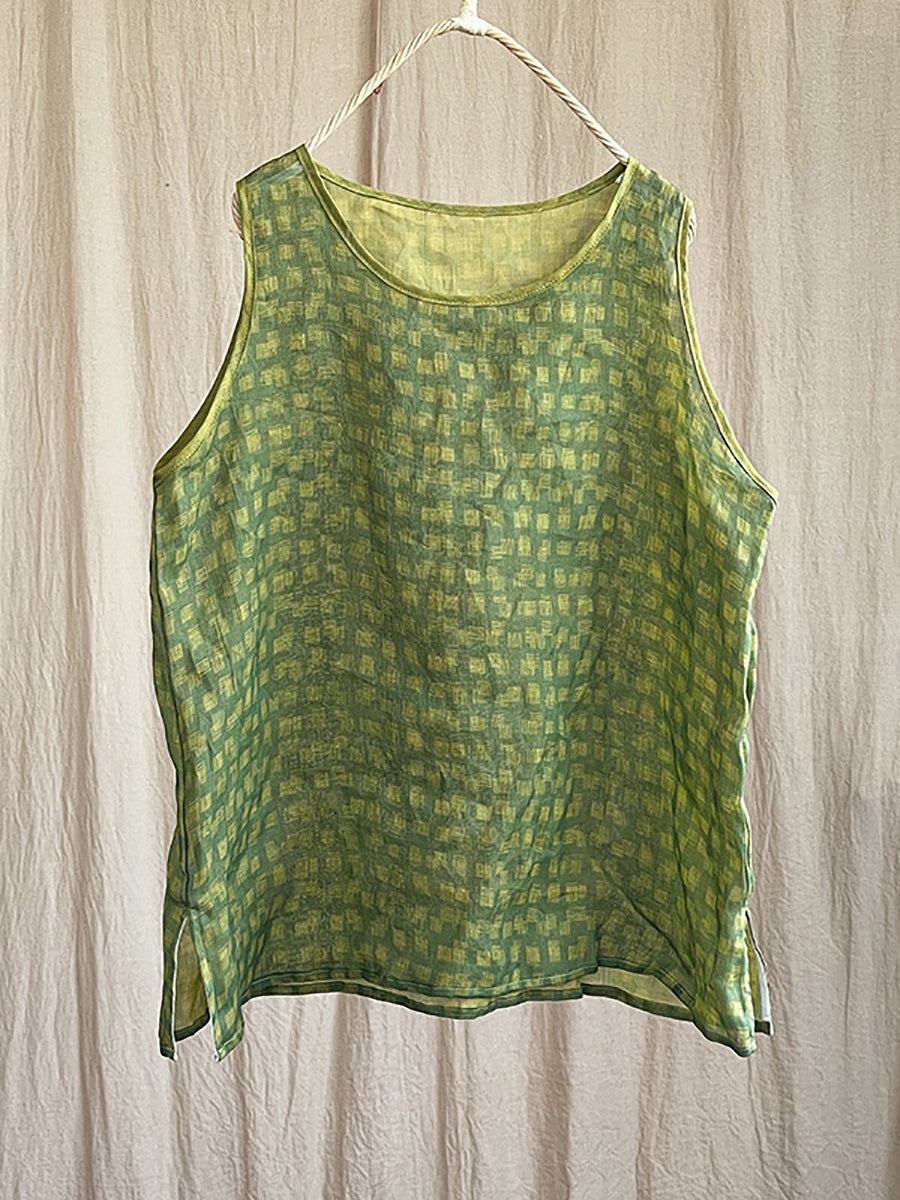 Gilet estivo da donna in stile scozzese Artsy Thin Ramie