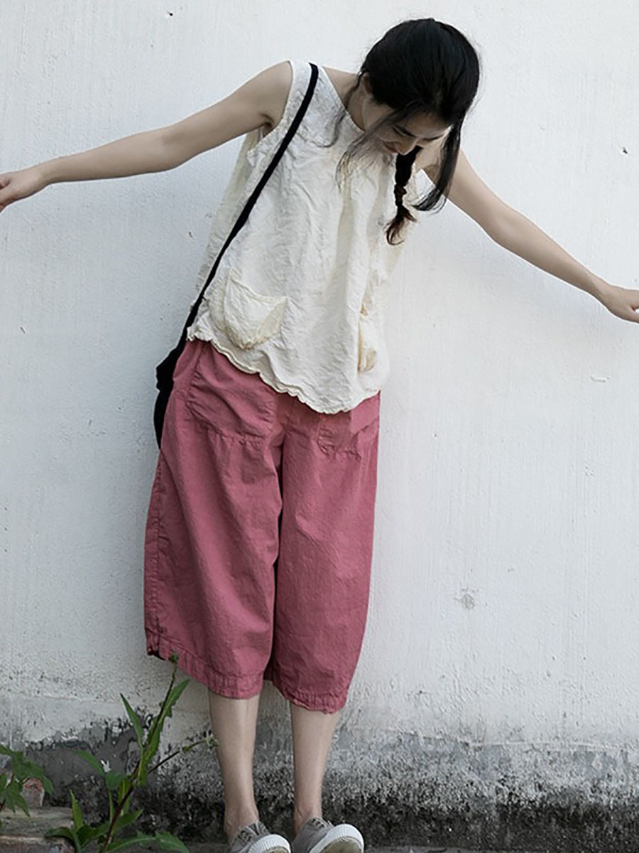 Pantalon d'été décontracté en coton pour femme