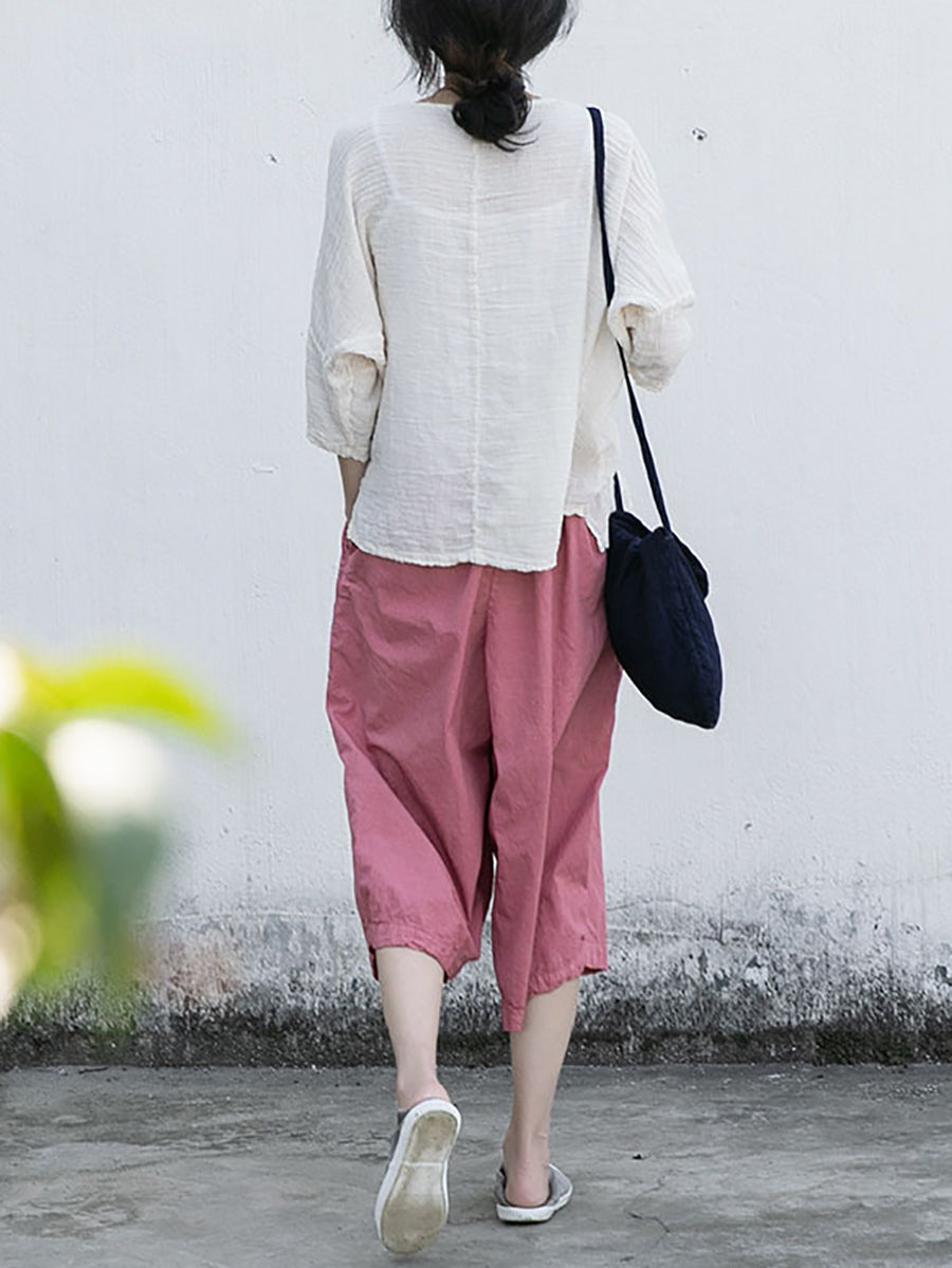 Pantalon d'été décontracté en coton pour femme