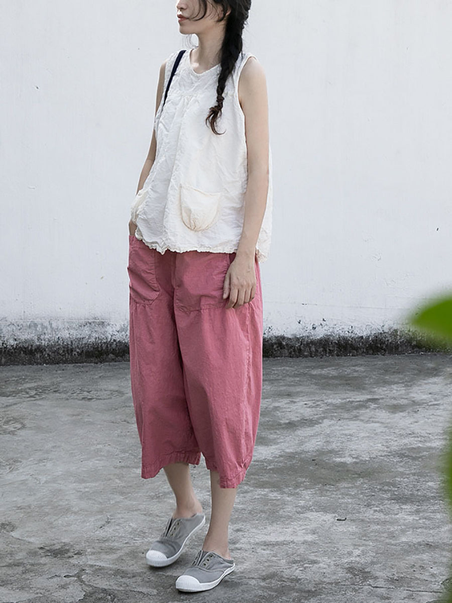 Pantalon d'été décontracté en coton pour femme