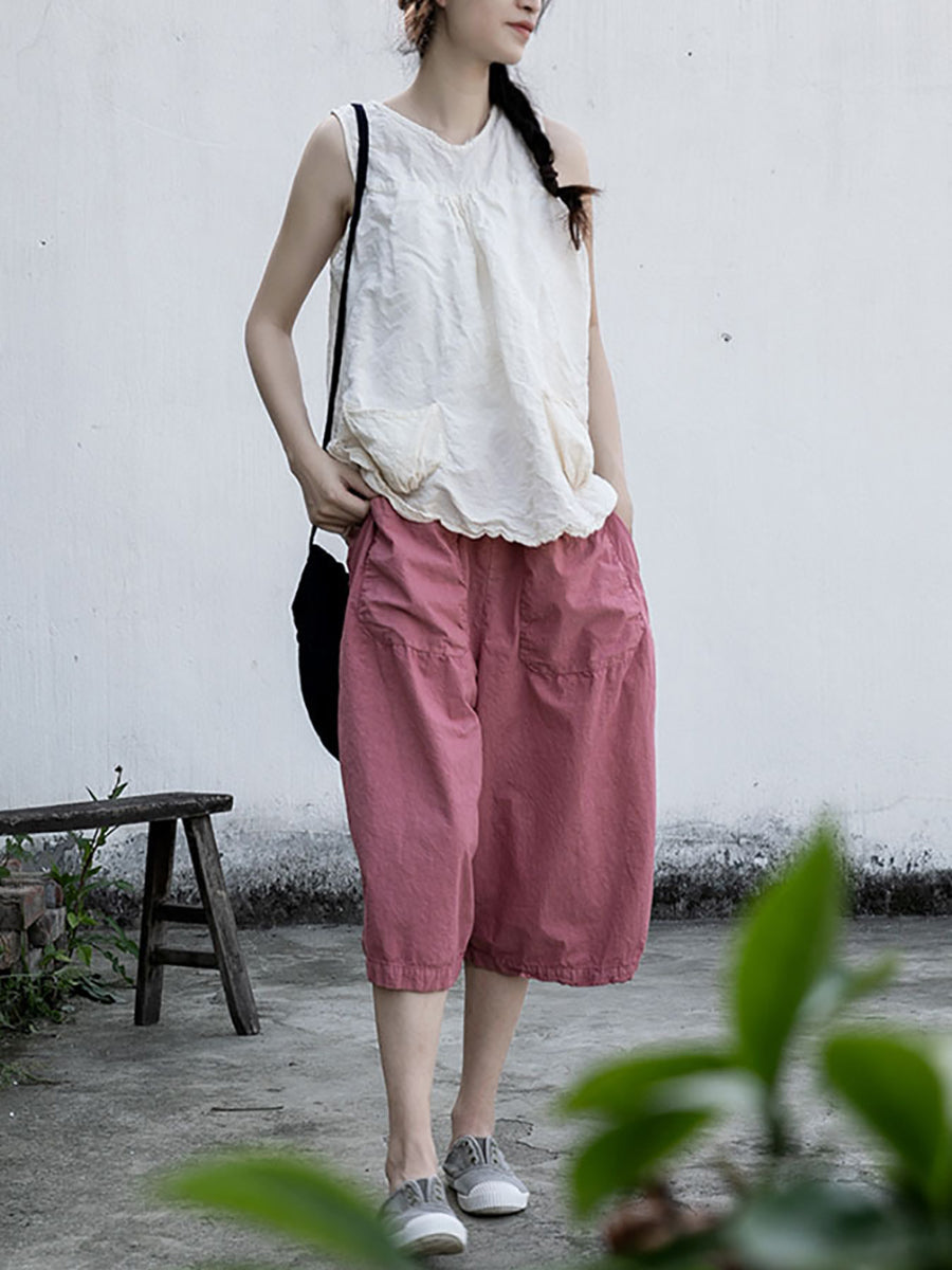 Pantalon d'été décontracté en coton pour femme