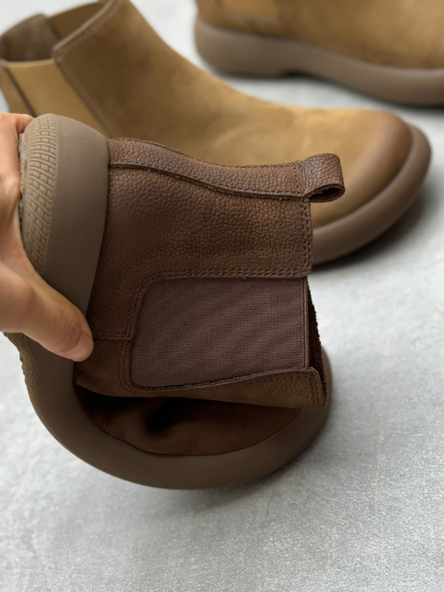 Stivali Chelsea piatti casual in vera pelle da donna