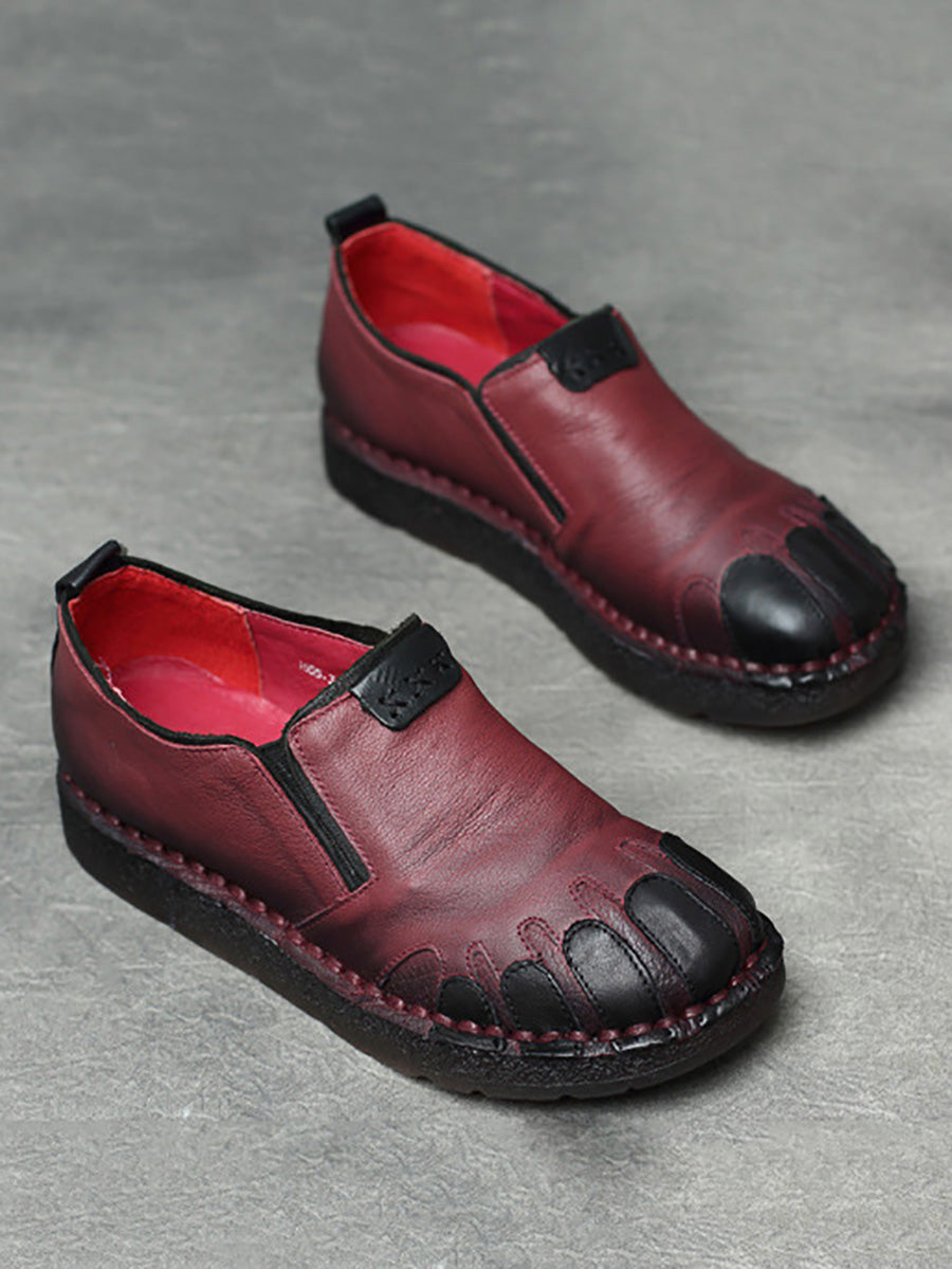 Scarpe basse primaverili in pelle vintage da donna