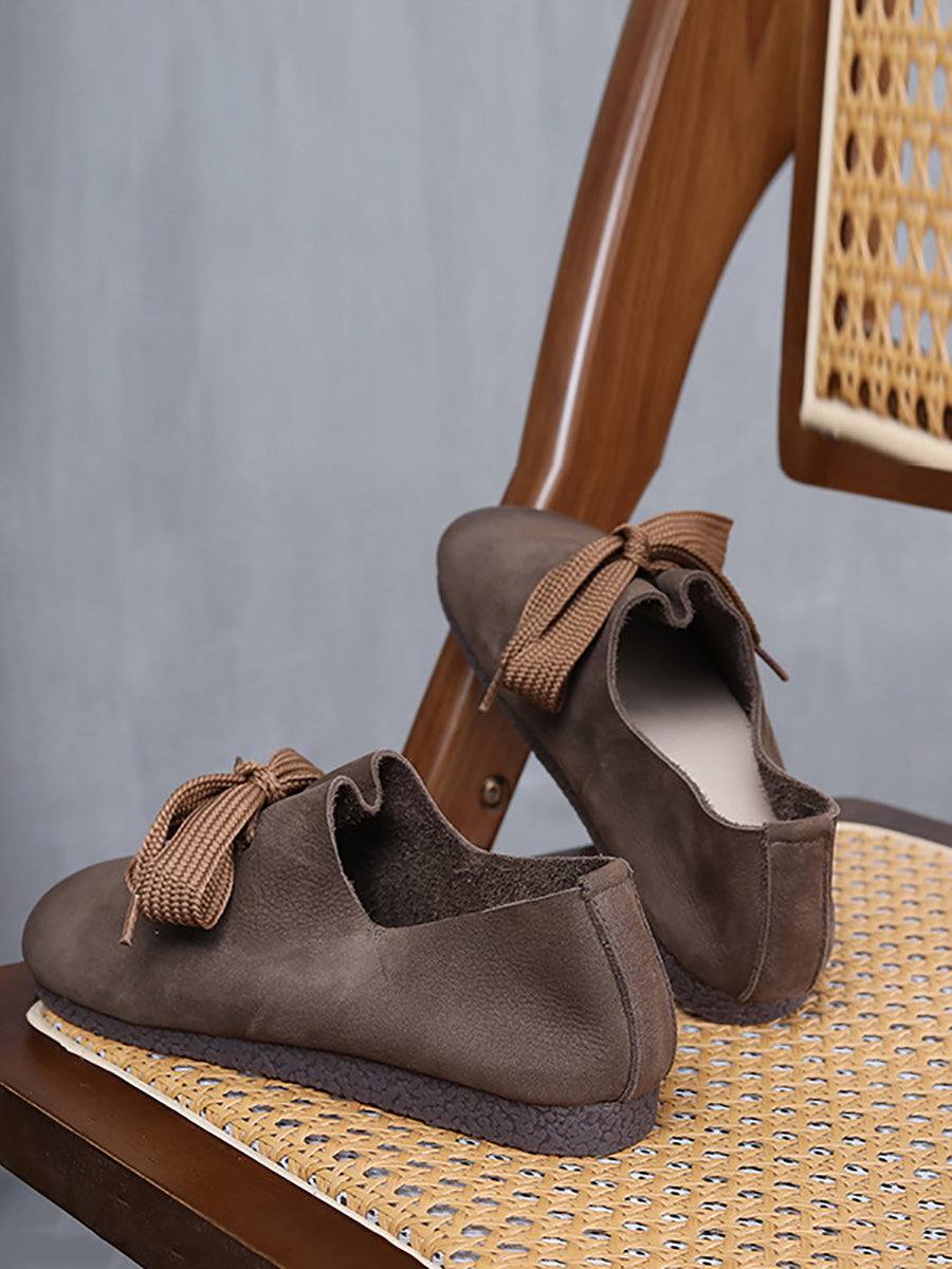 Scarpe basse casual da donna in pelle con cinturino solido