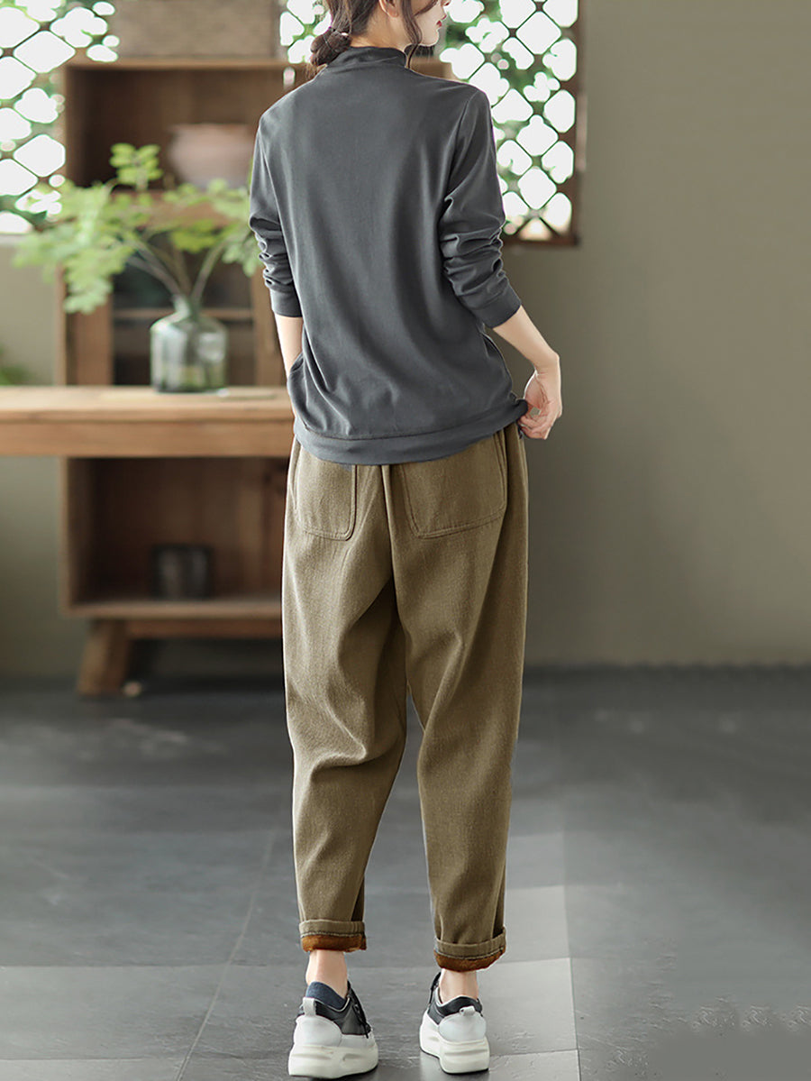 Pantaloni harem da donna autunnali spessi e colorati