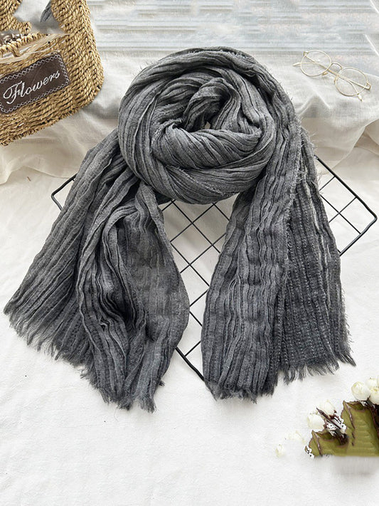 Sciarpa scialle pura tinta unita arricciata casual autunnale da donna