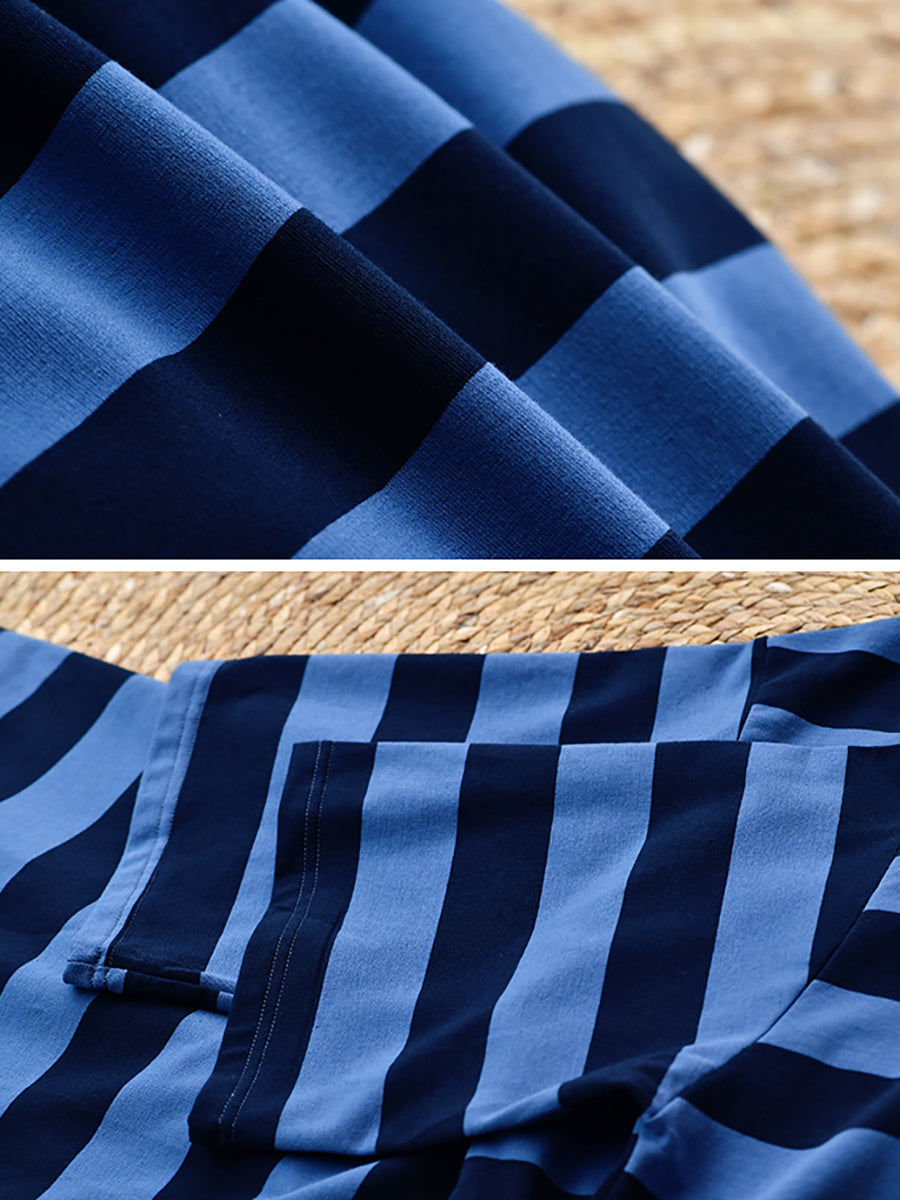 Women Casual Stripe Loose Maxi Dress